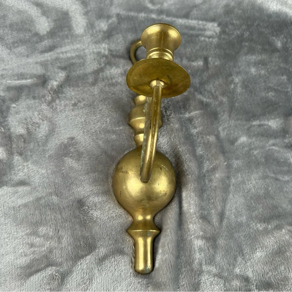 Wall Sconce Brass Hanging Candle Holder Heavy Colonial‎ Style Cottagecore MCM